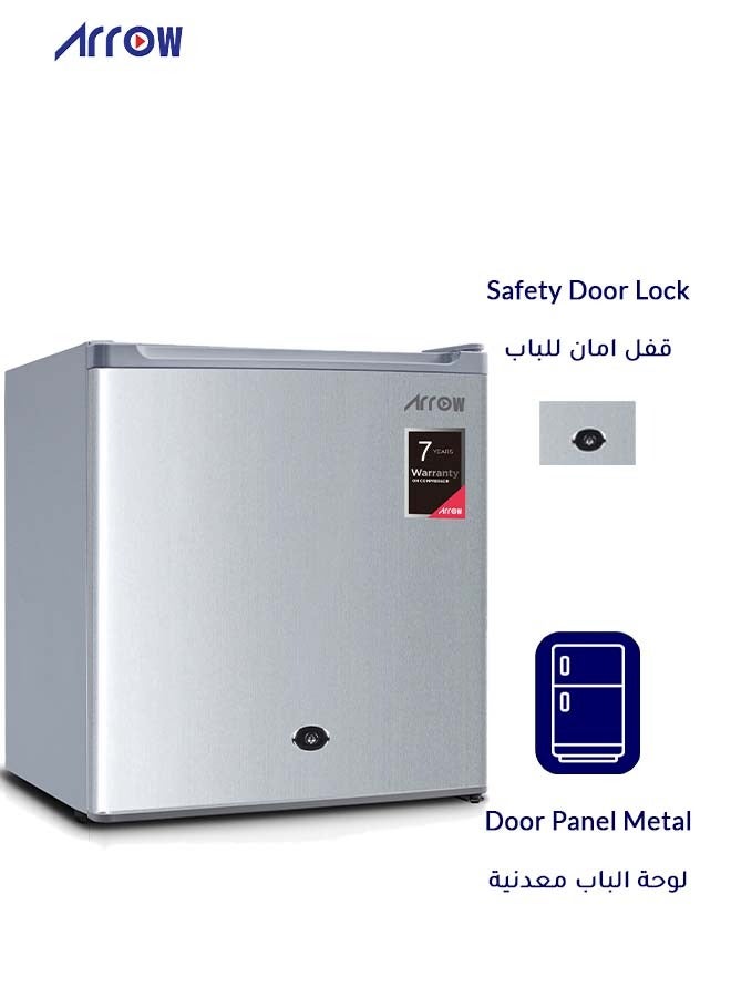 Arrow 46Liters Mini Refrigerator DEFROST, 1.6 CU.FT,Energy Saving With 7 years Compressor warranty, Silver color | Model Name: RO1-69LS - Image 4